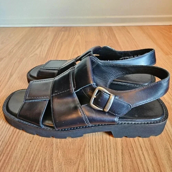 Cole Haan Leather Men\'s Fisherman Grandpacore Casual Black Sandals Shoes Size 10
